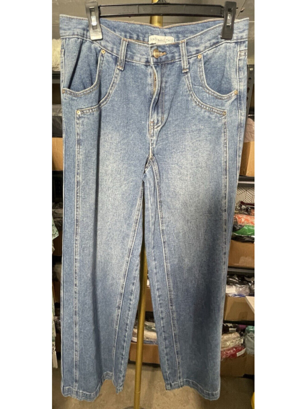 And Now This Womens Sz 27 Blue Straight Leg Jeans Med Wash Front Seam (32 Waist)